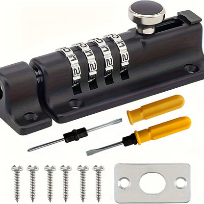 Combination Bolt Lock 4-Digit Zinc Alloy Sliding Security Lock for Entryways, Bedrooms and Living Spaces
