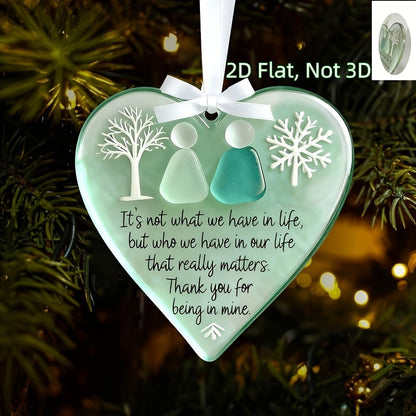 Acrylic Heart Friendship Ornaments 15 Pack – Heart-Shaped Sea Hanging Decor with Inspirational Quote, Christmas Tree Ornaments