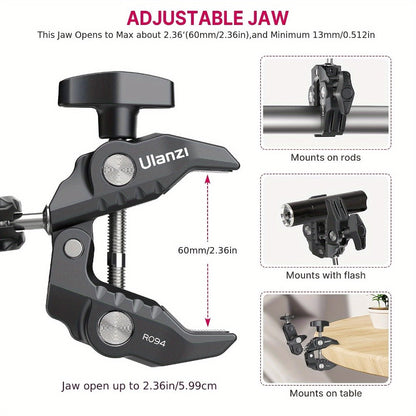 ULANZI Super Clamp 360° Ballhead Magic Arm Double Ball Head Camera Mount with 1/4"-20 & 3/8"-16 Thread for Canon Nikon DSLR