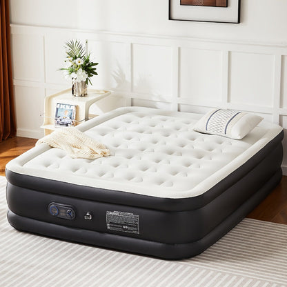Air Mattress with Coil Beam Support, Plush Velvety Top Bottom - Guest Bed Inflatable Mattress for Camping & Home