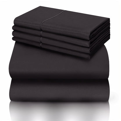 Bed Sheet Set California King 6-Piece Microfiber with 18-Inch Pocket and Sixteen Solid Color Choices