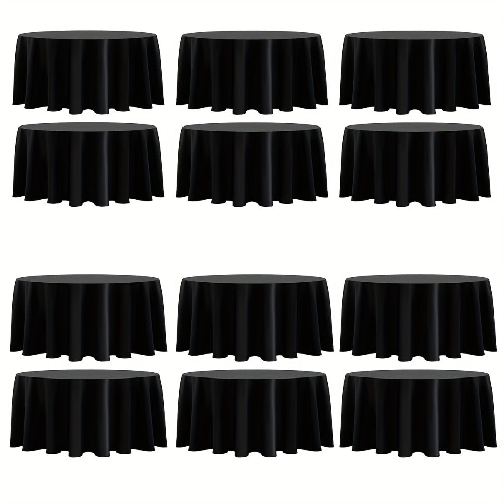 120 Inch Round Tablecloth Bulk Pack – Wrinkle-Free Table Cover for Wedding, Party, Christmas & Halloween, Black or White (6/12/18 Pack)