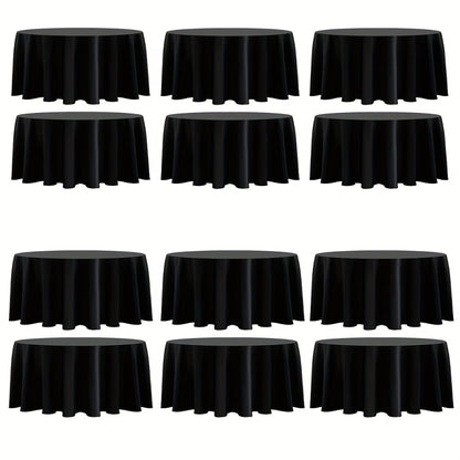 120 Inch Round Tablecloth Bulk Pack – Wrinkle-Free Table Cover for Wedding, Party, Christmas & Halloween, Black or White (6/12/18 Pack)