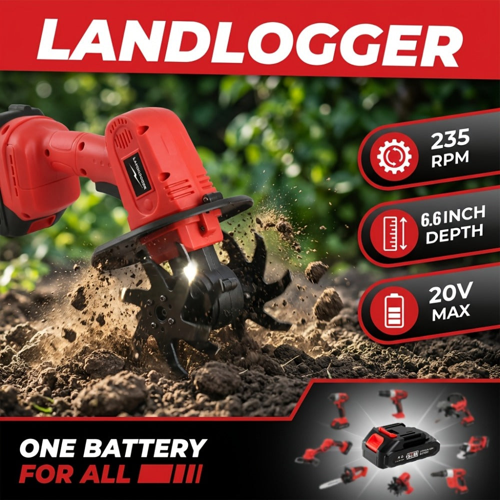 Cordless Electric Cultivator 20V Handheld Rotary Tiller, 9-Inch Width 6.6-Inch Depth, 1 or 2 Batteries & Charger