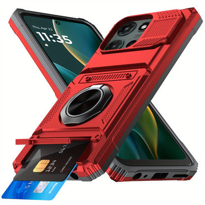 Wallet Moto G 5G 2025 2024 Case Card Holder 360° Ring Stand Dual Layer with the Listed Color, Size or Set Options for Everyday Carry