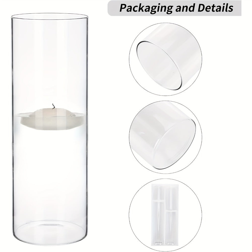 Glass Cylinder Vases Set 12 or 24pcs Clear Tall Flower Vase Candle Holder 4 Sizes for Wedding for Entryways, Bedrooms and Living Spaces