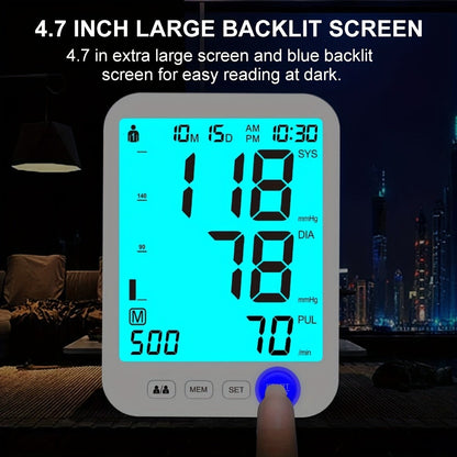 Blood Pressure Monitor for Upper Arm, Large Backlit Display with 22-42cm Cuff and Dual Power Options