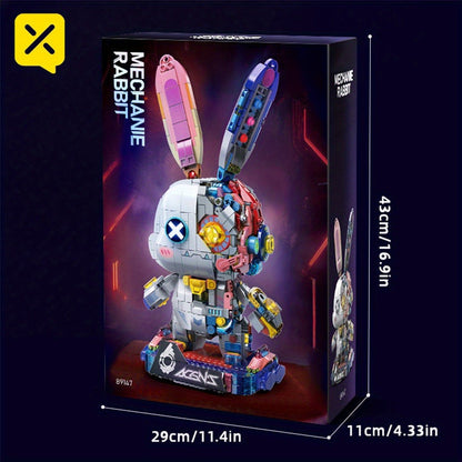 1377-Piece Mechanical Rabbit Building Block Model with Colorful Punk Styling and Rotating Limb Details
