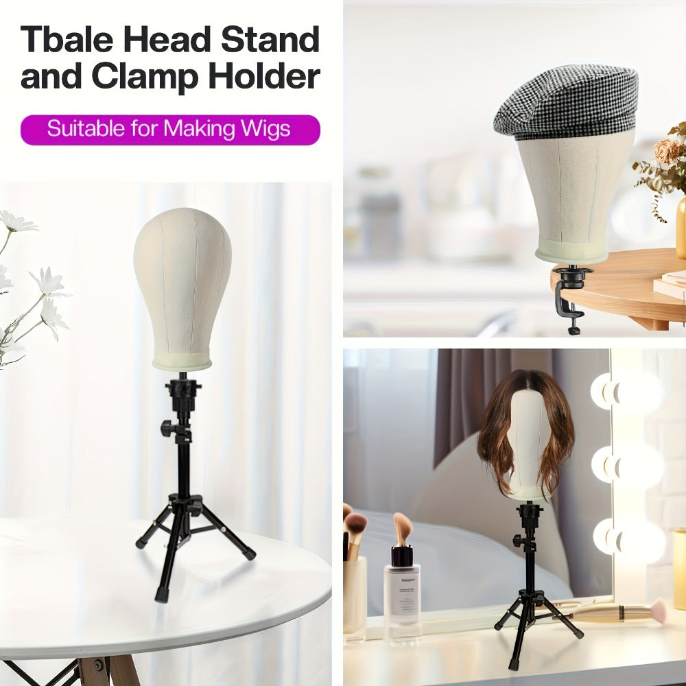 Mannequin Head with Adjustable Wig Stand Set 22 Inch Reinforced Manikin Head for Wig Styling Cosmetology Practice Salon Display Pink Black