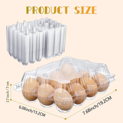 52/104-Pack Clear Plastic Egg Cartons Bulk with Sticker Labels – Reusable 12-Count Egg Containers for Home Farm Market Display