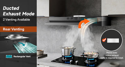 Range Hood 36 Inch Under Cabinet Ducted Ductless Convertible Stainless Steel 350CFM 2-Speed for Home Cooking, Dining and Outdoor Meals