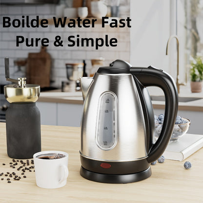 Electric Kettle 1200W Fast Boiling 1.8L Stainless Steel BPA-Free Auto Shut-Off Boil-Dry Protection 360 Swivel Base for Coffee Tea Kitchen