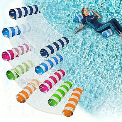 Striped Mesh Pool Float Hammock Set with Five- or Eight-Pack Colorful Options for Seated or Reclined Pool Use