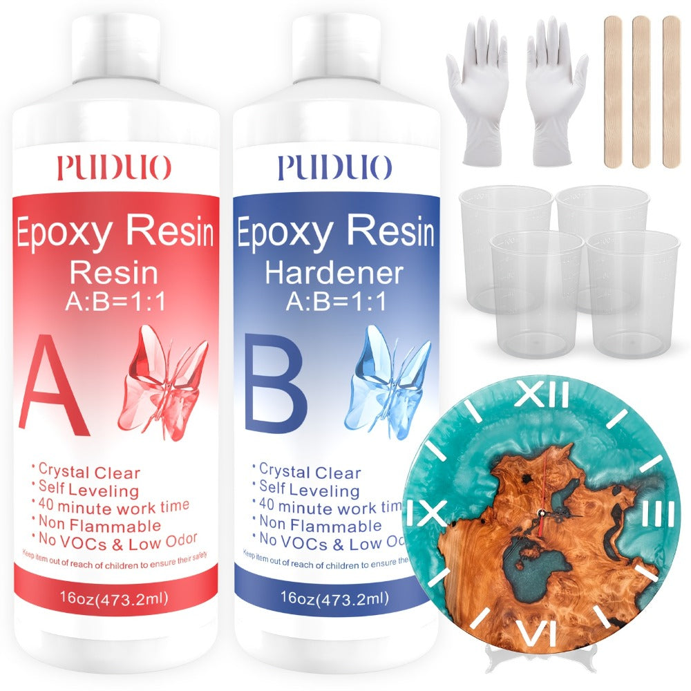 Epoxy Resin Kit Ultra Clear Bubble-Free Self-Leveling, 2-Part Casting & Coating Resin for River Tables Countertops Crafts