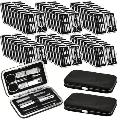 Bulk Nail Clipper Set 50 Pack 8-in-1 Stainless Steel Manicure Pedicure Kit with Portable Travel Case – Professional Grooming Tools Gift Set