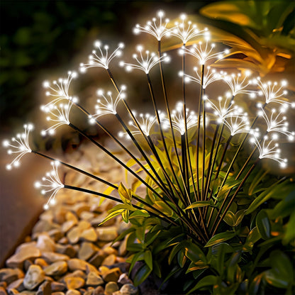 Solar Garden Lights 4-Pack Swaying Firework Stakes with Two Modes and Six Colors for Flowerbed Decor
