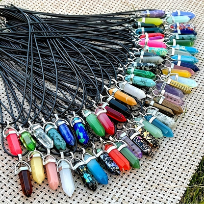 Pendant and Cord Jewelry Making Set with 30 Colored Point, Cross or Heart Pendants and 30 Black Necklaces