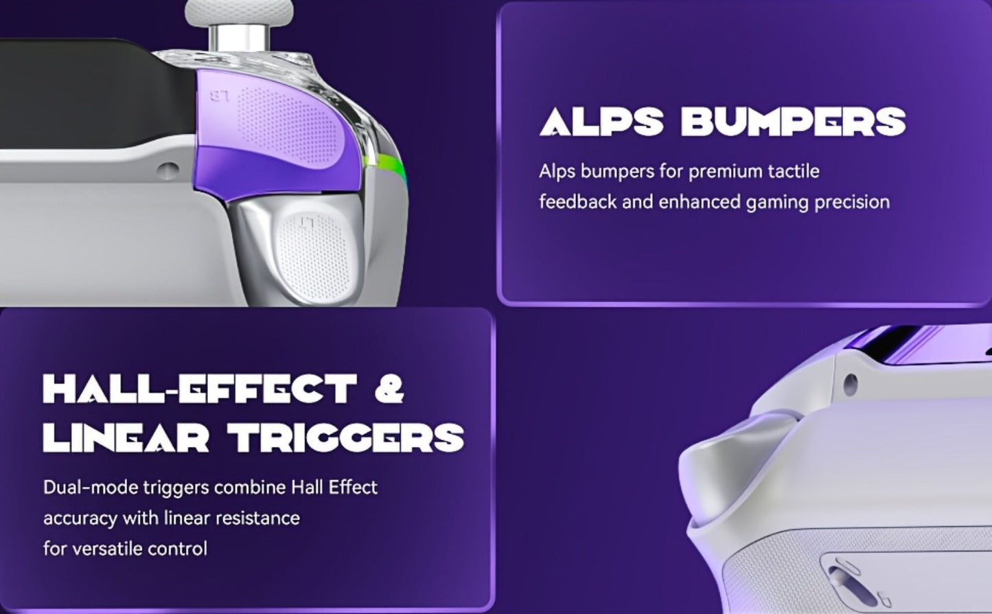 Hall-Effect Wireless Gaming Controller in White with Interactive Screen, RGB Lighting and Charging Dock