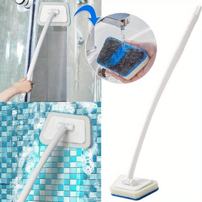 Cleaning Brush Set 16pcs All-Purpose Deep Clean System | 2-in-1 Bath Scrubber & Window Squeegee with 22" Extendable Handle | 90° Rotating