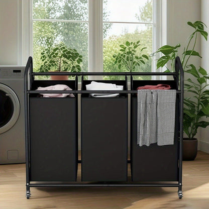 3-Bag Laundry Sorter Cart 63.4 Gallon, Rolling Hamper with Lockable Wheels & Removable Bags