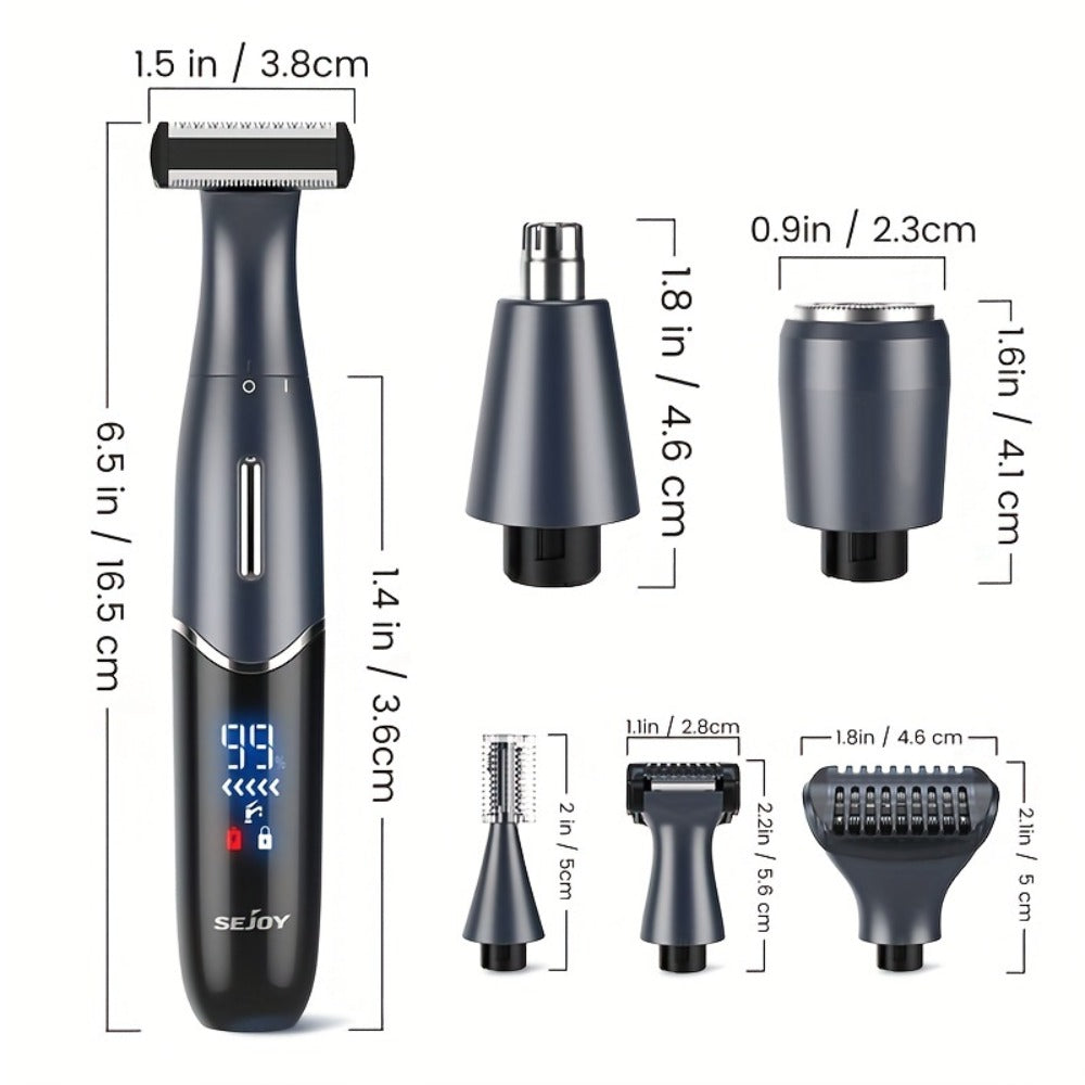 Six in One Bikini Trimmer and Electric Razor for Women and Men, Wet Dry Grooming Set in Purple