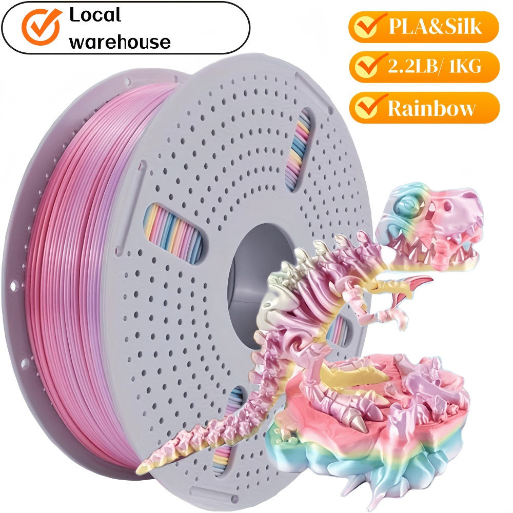 3D Printer Filament Airok Silk PLA 1.75mm 1kg Spool with Ten Glossy Solid, Dual-Color and Rainbow Options