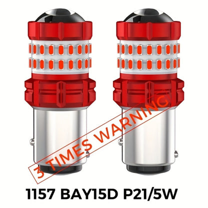 LED Brake Light Bulbs 1156 1157 3157 – Red Stop Tail Parking Lights with 3-Flash Warning, No Error, 2pcs (BA15S BAY15D 7443 3156 P21W)