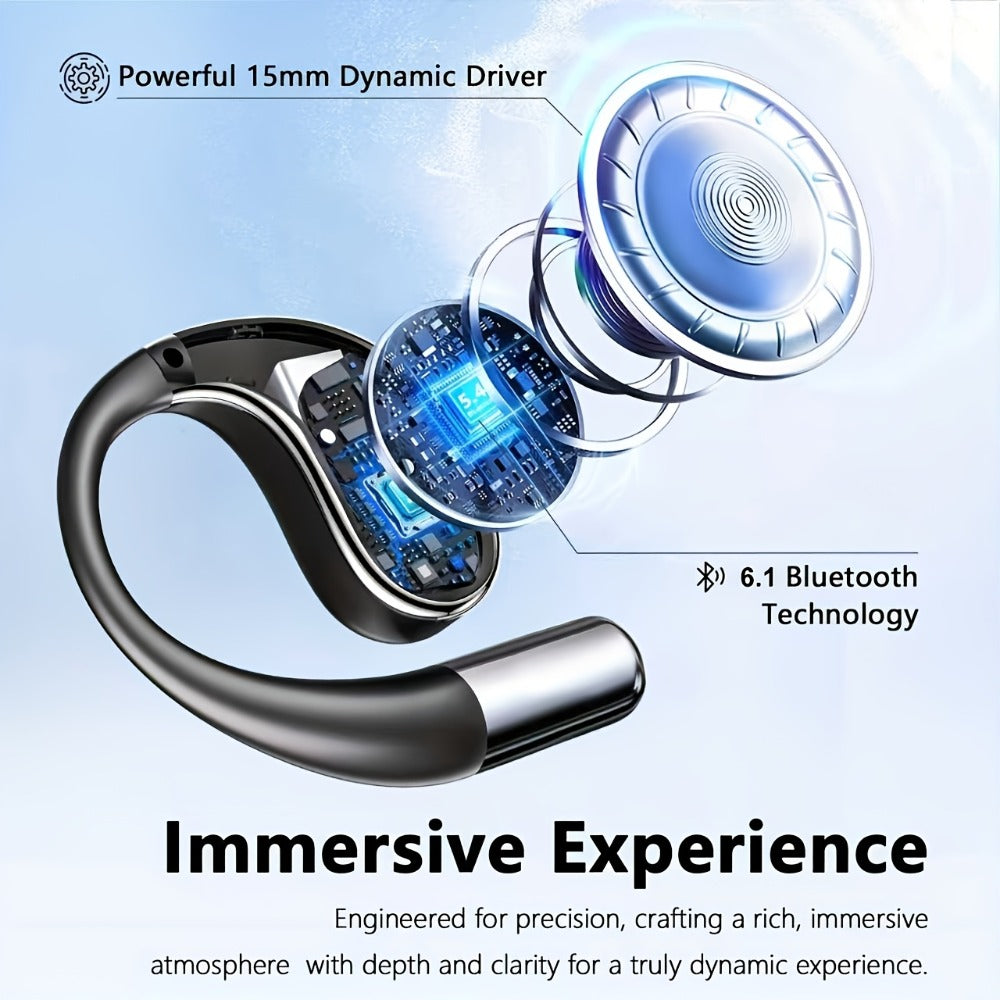 Open-Ear Translation Earphones with Oval Charging Case in Black, Orange or Light Beige Options