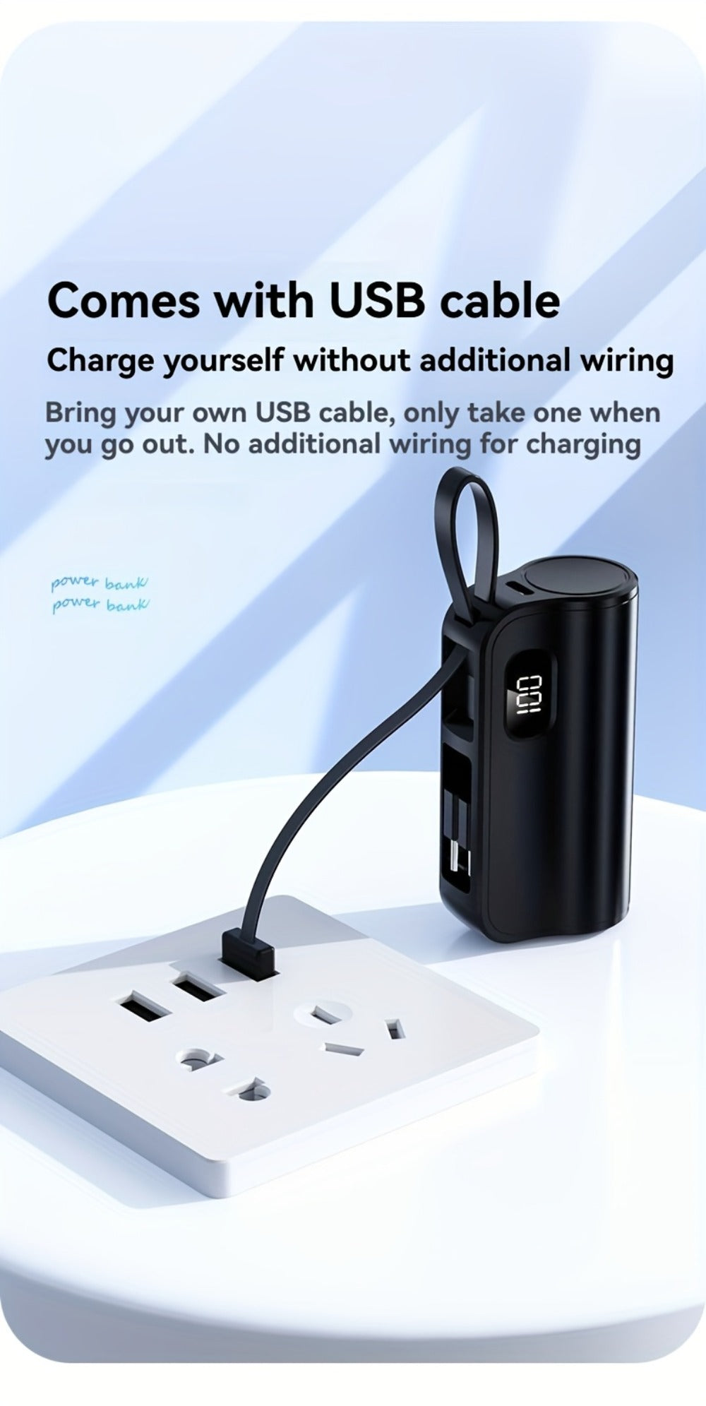 6000mAh Power Bank Gift Set with 22.5W Label, Fold-Out Connectors, Data Cable, Bracelet and Display