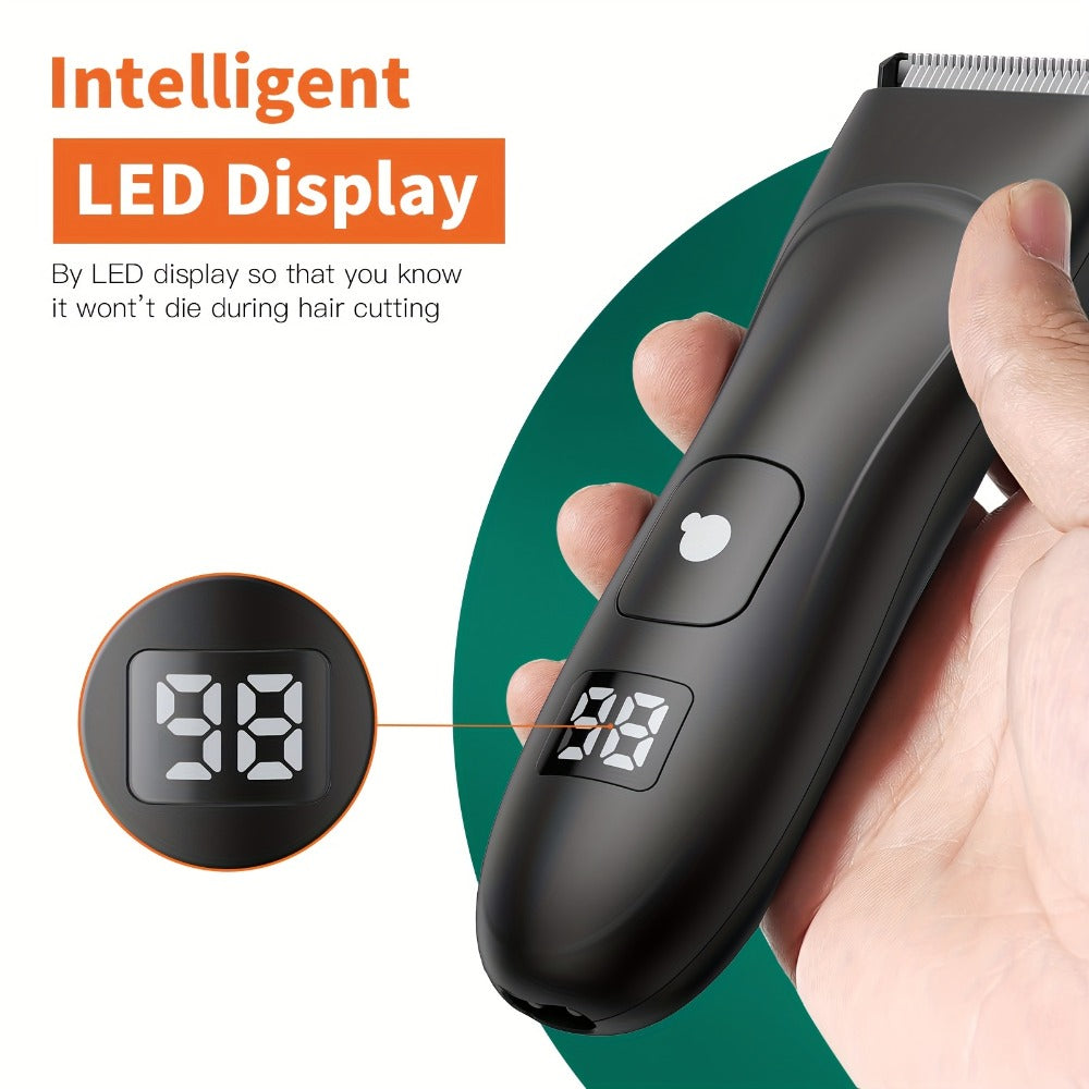 Groin Trimmer Men IPX7 Waterproof Ceramic Blade Electric Body Shaver – LCD Battery Display & Replaceable Head