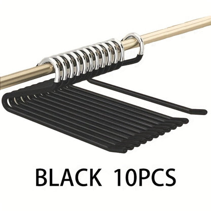 Pants Hangers Metal Open Leg Non-Slip – Heavy Duty Trouser Jeans Hanger for Wardrobe, Space Saving, Black or White, 10/20/30/50pcs