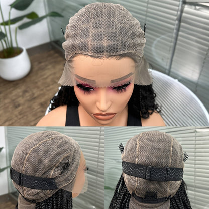 Goddess Square-Braid Wig with Curly Ends in 14- or 16-Inch Lengths and Black, Burgundy or Brown Colors