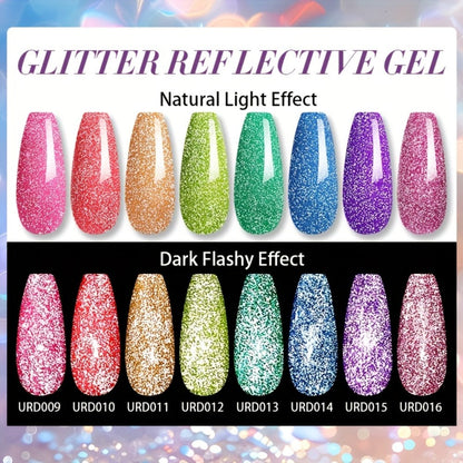Gel Nail Polish UR SUGAR Reflective Glitter in 15ml with Fluorescent Neon Shimmer and UV/LED Soak-Off Cure
