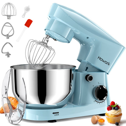 Stand Mixer 5QT, 10-Speed Electric Kitchen Mixer with Dough Hook, Flat Beater, Wire Whip & Pouring Shield