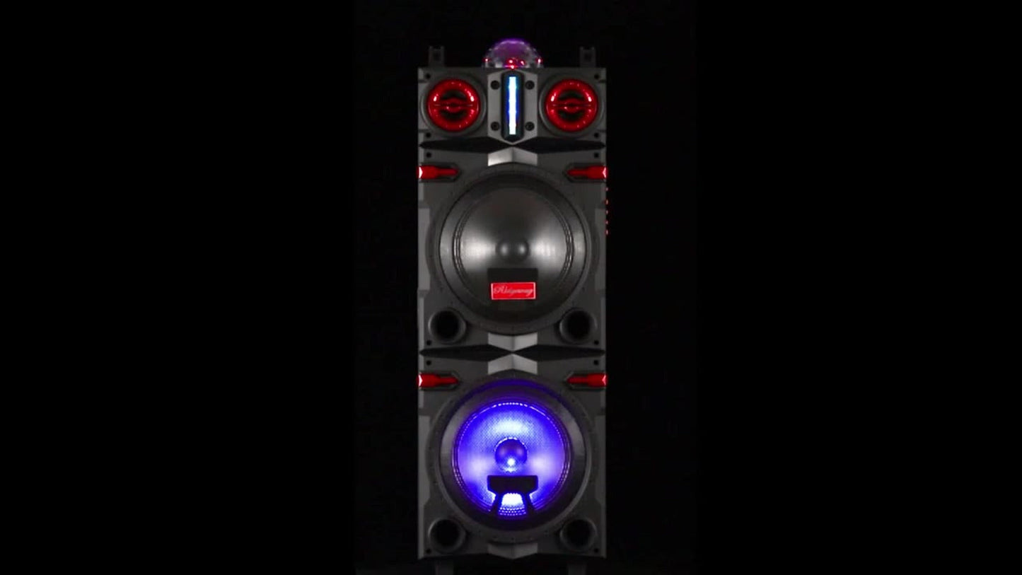 Karaoke Party Bluetooth Speaker with Sound Reactive Lights, 1000W Peak DJ Subwoofer Stereo Boombox