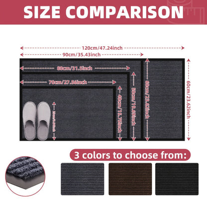 Door Mat 2-Pack Indoor Outdoor Welcome Entryway Rug Non-Slip Low Profile Polyester Floor Mat for Front Door Patio Porch Mudroom