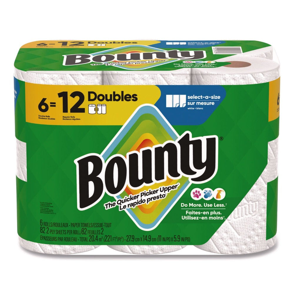 Bounty Select-A-Size Paper Towels 6 Double Rolls, 2-Ply 82 Sheets per Roll White Kitchen Paper Towel