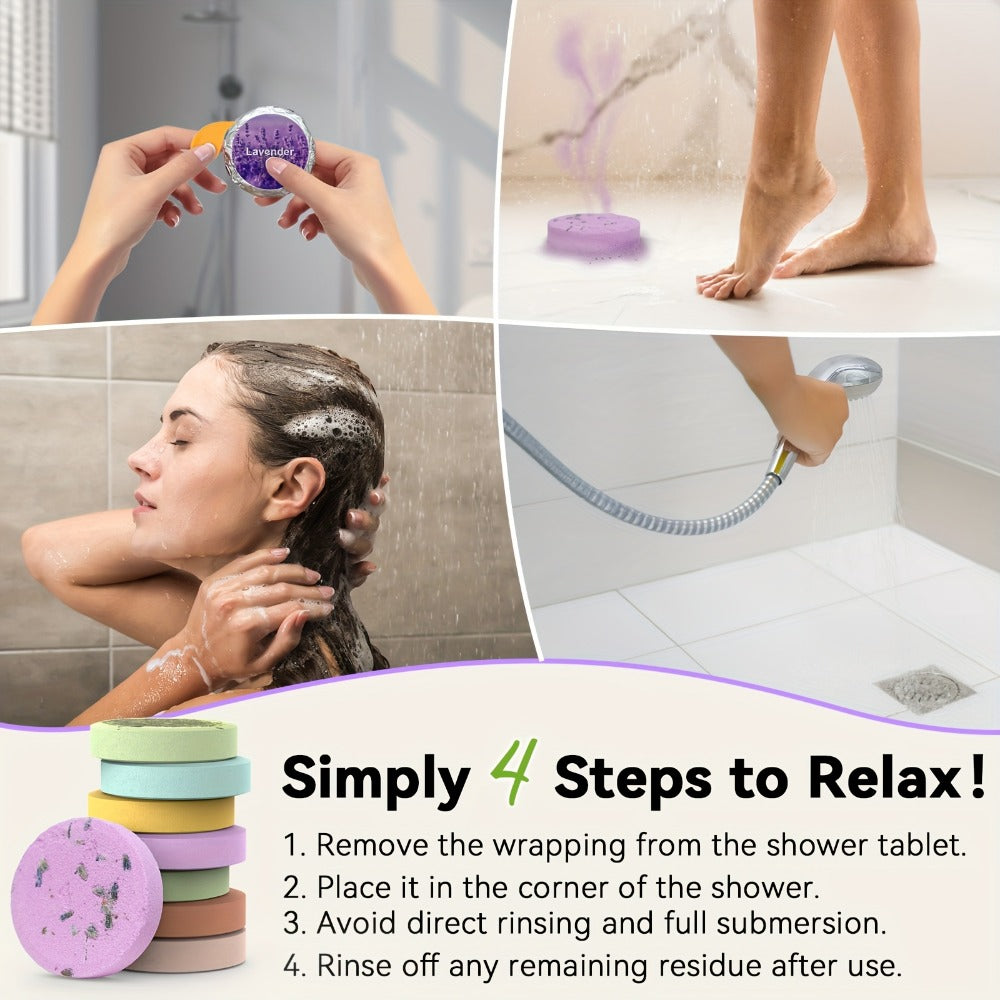 Shower Steamers Gift Set 6 Pcs Individually Wrapped – Natural Essential Oil Aromatherapy, for Bath Time, Home Spa and Personal Care