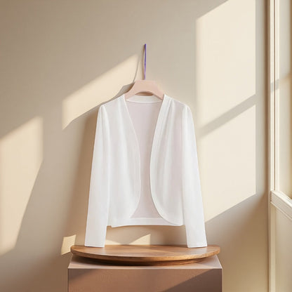 Cardigan Shawl - for Women - Long Sleeve Open Front Solid Color Lightweight Cover-Up - product detail view 6