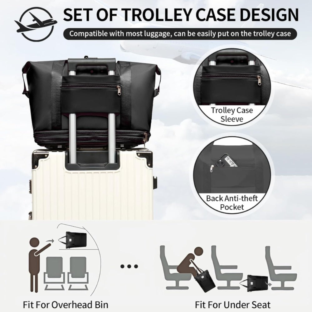 Carry On Luggage – Nylon, Foldable, Large Capacity, Lightweight – detail view 9