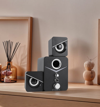 3-Piece Desktop Speaker System with Subwoofer | USB Powered PC Speakers, 3.5mm Audio Jack, Independent Bass & Treble Control
