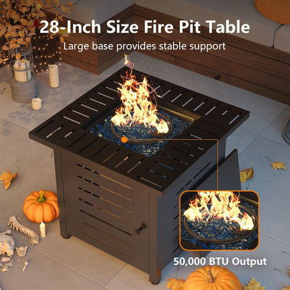 Propane Fire Pit Table Outdoor 50, 000 BTU Gas Fire Table with Lid Lava Rocks & Cover for Patio Backyard Deck Black Brown 40"/44"