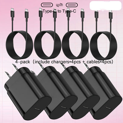 4-Pack USB-C Fast Charger with 4FT Cable Set, Super Fast Charging Compatible with Samsung Galaxy S23 S22 S21 Note Series, iPhone 15