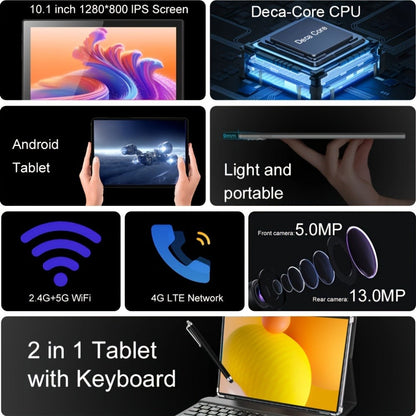 Android Tablet 10.1-Inch Pink 2-in-1 with 6GB RAM, 128GB Storage, 4G LTE and Keyboard Bundle