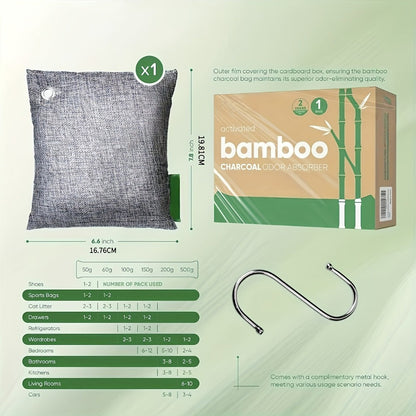 Bamboo Charcoal Air Purifying Bags Odor Absorber Eliminator for Home Car Closet Pet Smoke for Entryways, Bedrooms and Living Spaces