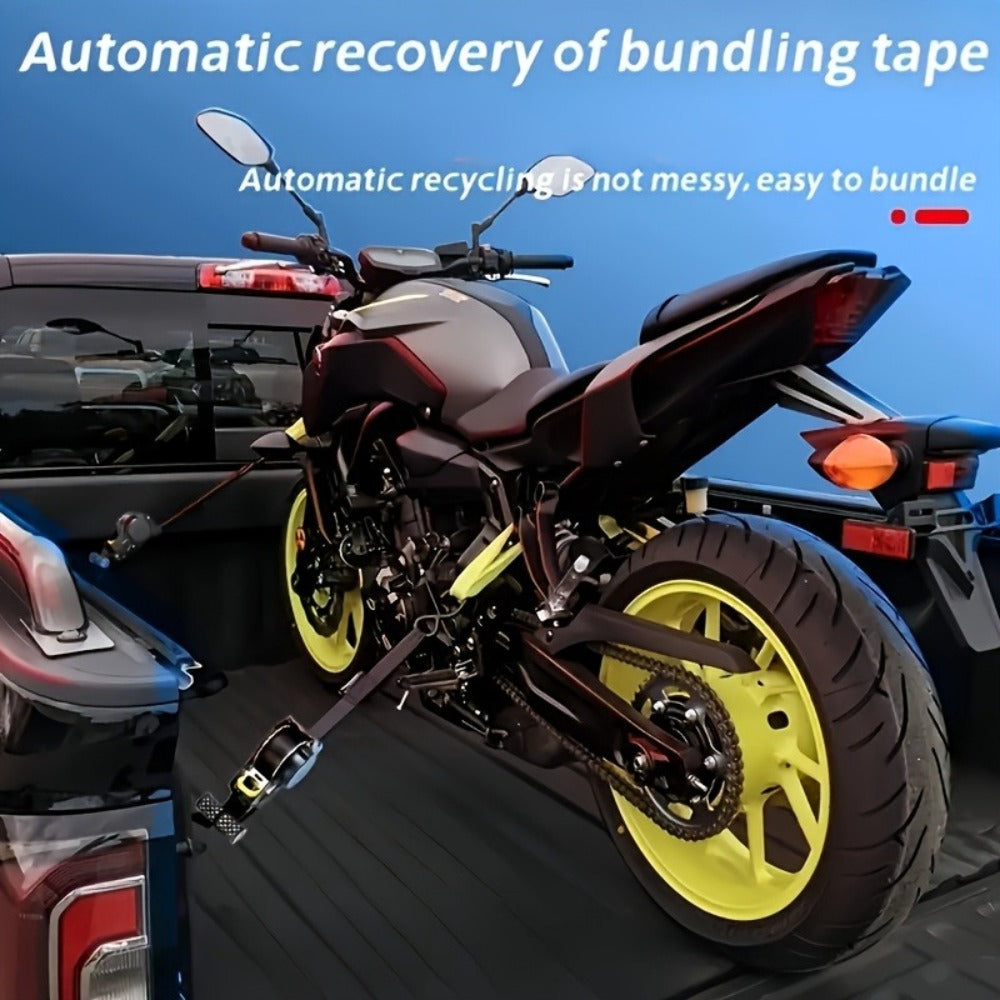 Self-Retracting Tie Down Straps 10 Feet Ratchet Cargo Straps, Auto Retract for Truck Trailer Motorcycle Moving & Appliances