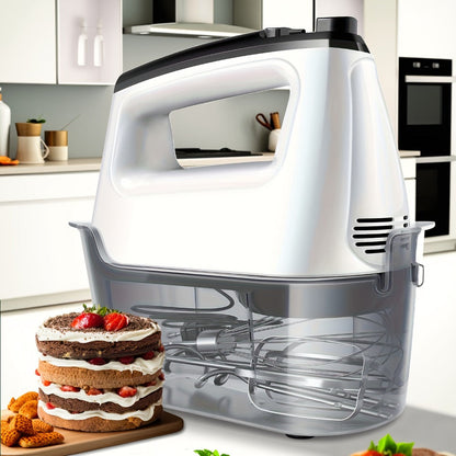 Electric Hand Mixer 250W with Storage Case, 5-Speed Plus Turbo Handheld Mixer with 5 Stainless Steel Attachments (2 Beaters