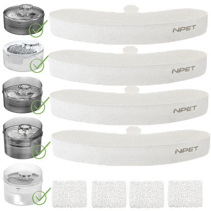 NPET DF10 Pet Water Fountain Replacement Filters – Multi-Pack Activated Carbon Filter Cartridges for Dog & Cat Water Fountain