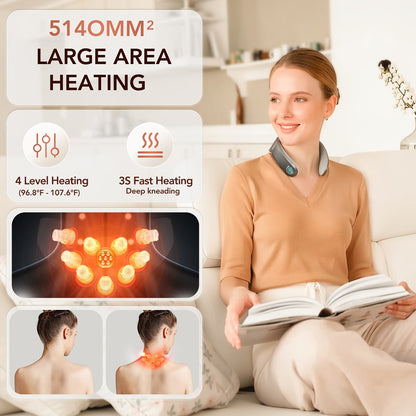 Neck Massager with Heat Cordless Electric Kneading, Wearable Hands-Free Portable Neck Shoulder Massager USB Rechargeable