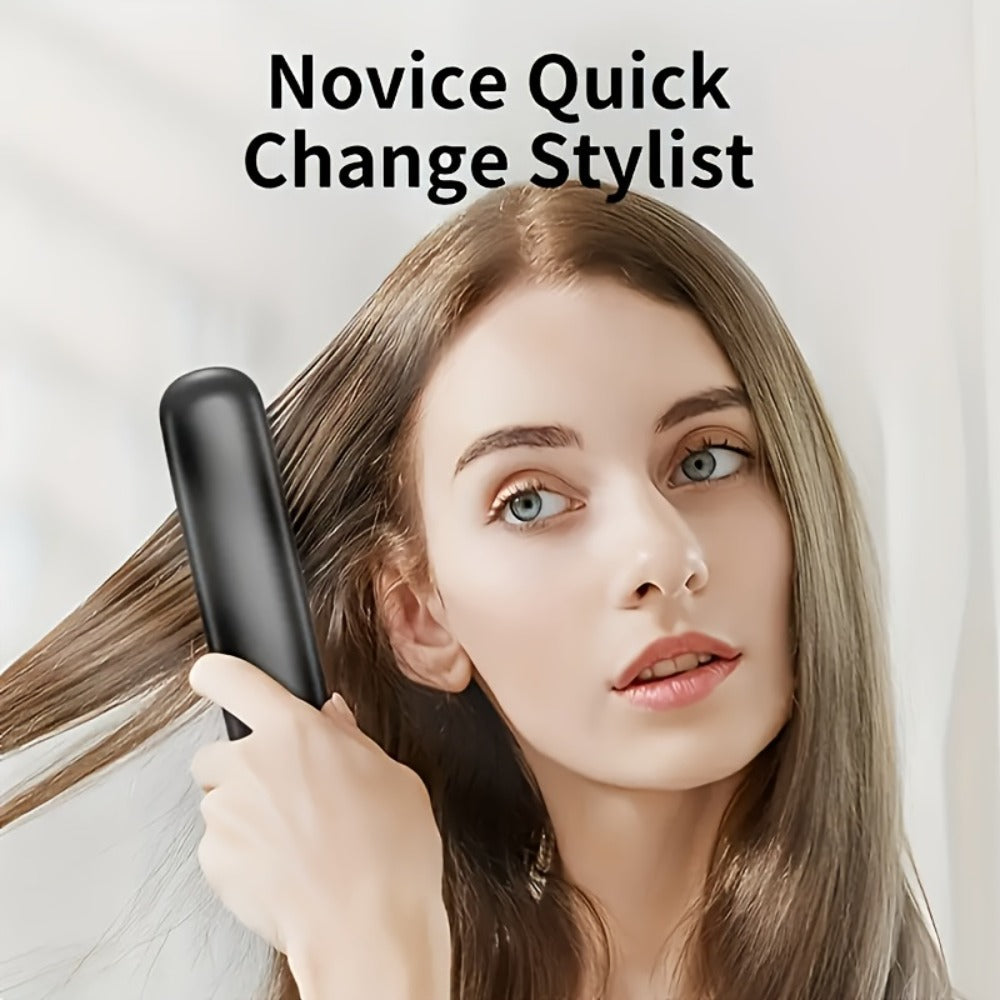 Cordless Hair Straightener 2-in-1 Ceramic Flat Iron & Curler – USB-C Rechargeable Wireless Portable Travel Styling Tool 3-Speed Heat